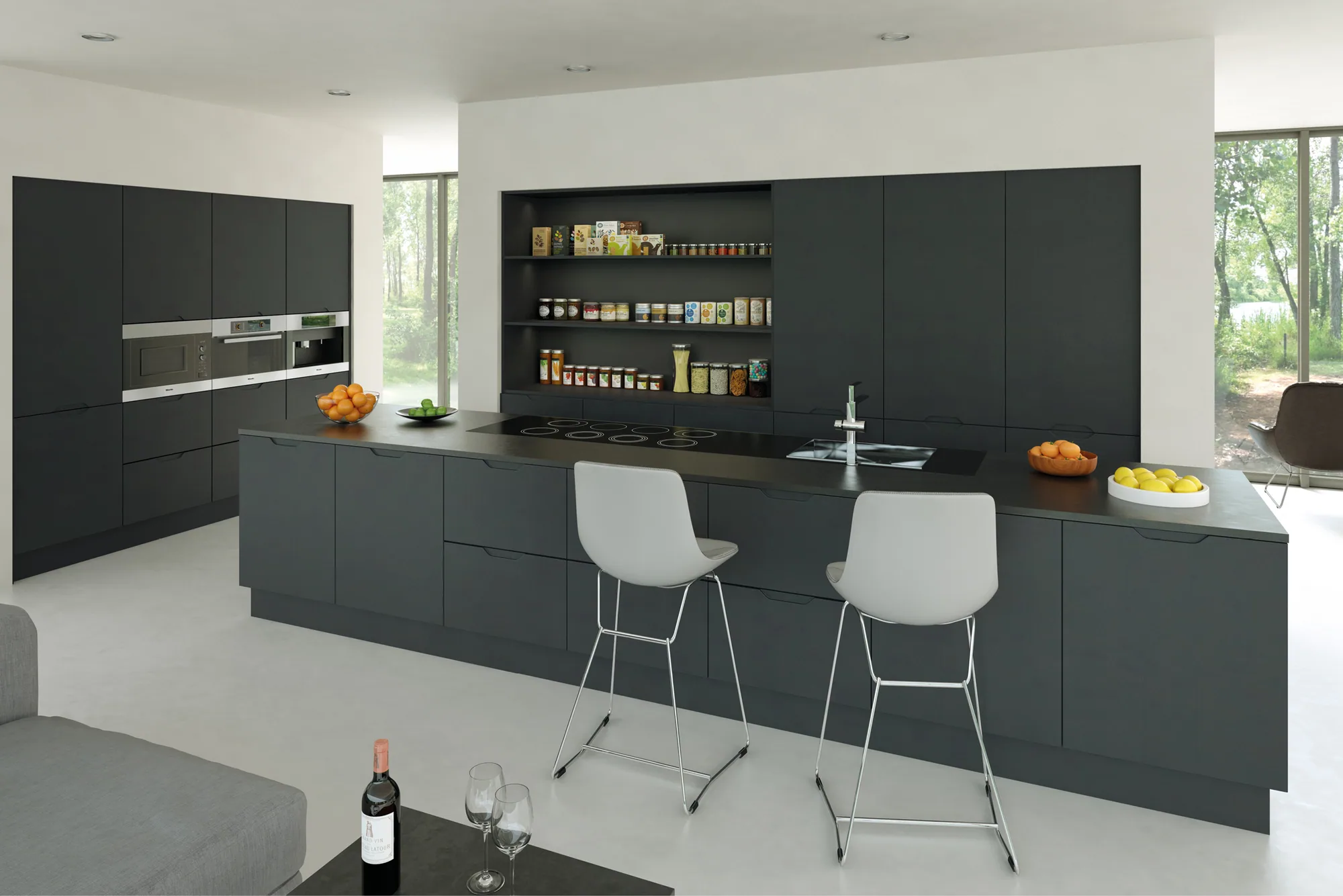 Bella Integra handleless doors in Supermatt Graphite, from the made to measure range